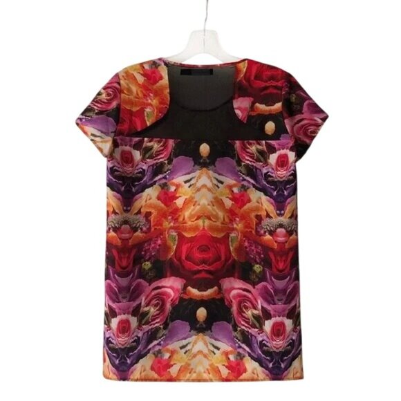 Nordstrom Trouve Mirrored Floral Multicolor Blouse - Picture 3 of 7